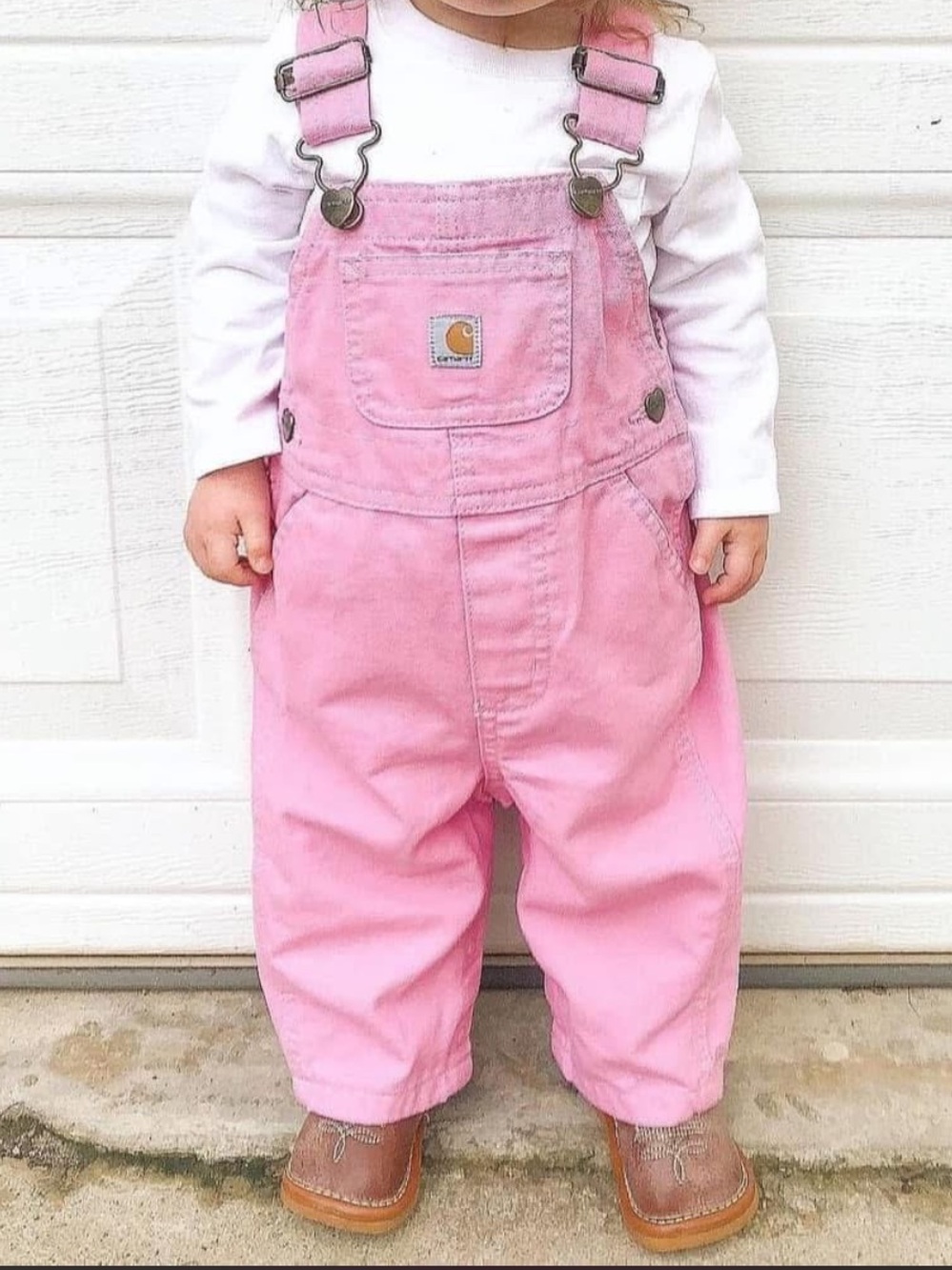 Carhartt Pink Girls 12 Months Denim Overalls with Heart Hardware